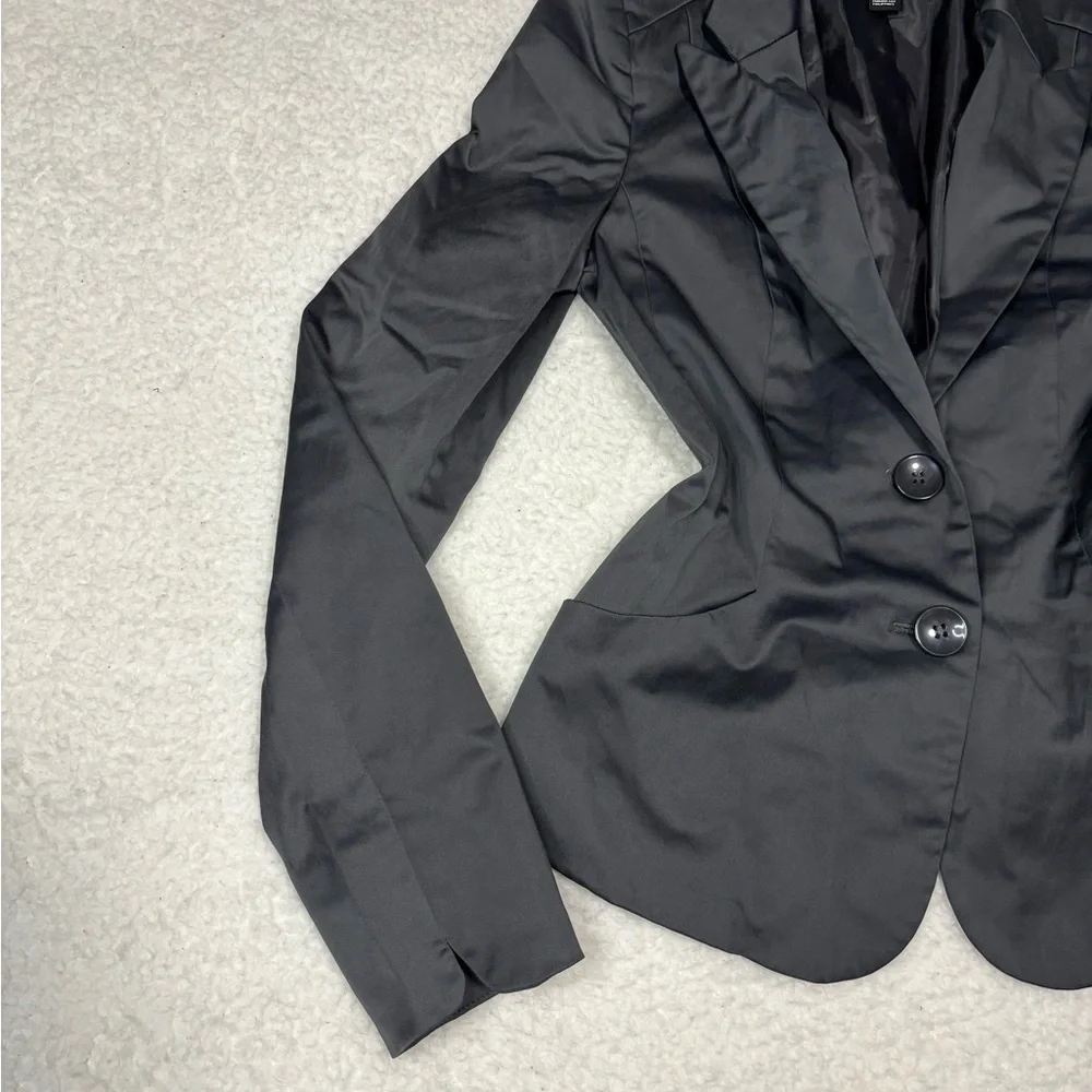 Forever 21 Women Gray Satin Double Breasted Fitted Blazer - Picture 3 of 10